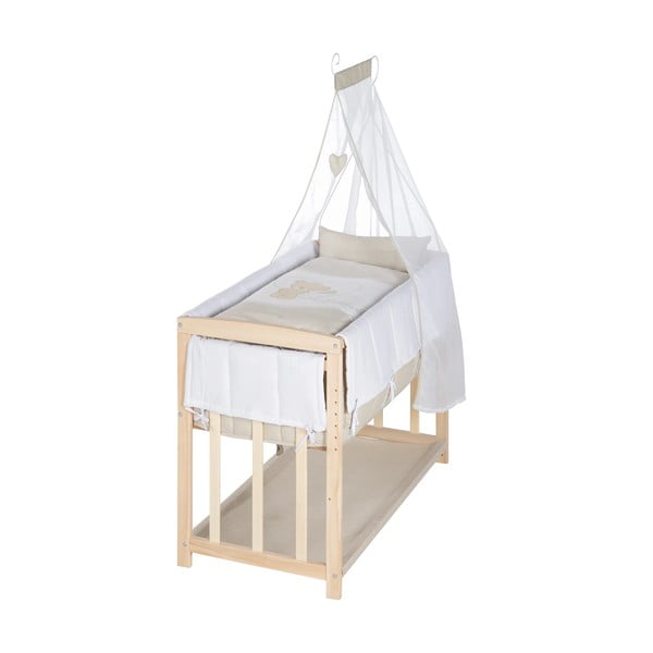 Kolíska v prírodnej farbe s úložným priestorom a baldachýnom 90x45 cm Liebhabär – Roba-image-2