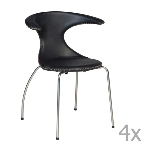 Sada 4 čiernych jedálenských stoličiek s matnou kovovou podnožou DAN– FORM Flair