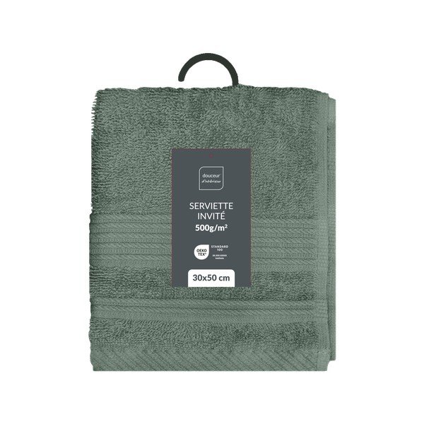 Šalviový zelený froté bavlnený uterák 30x50 cm Tendresse – douceur d'intérieur-image-4