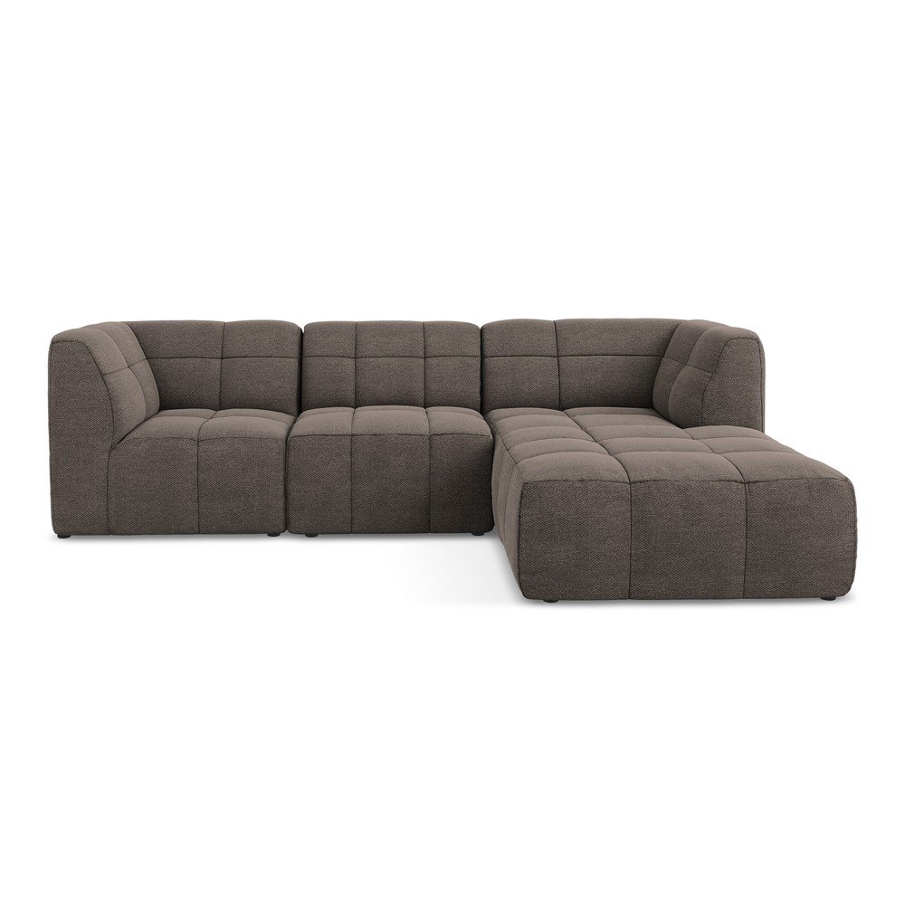 Hnedá rohová pohovka z textílie buklé (pravý roh/s leňoškou) Aloha – Makamii