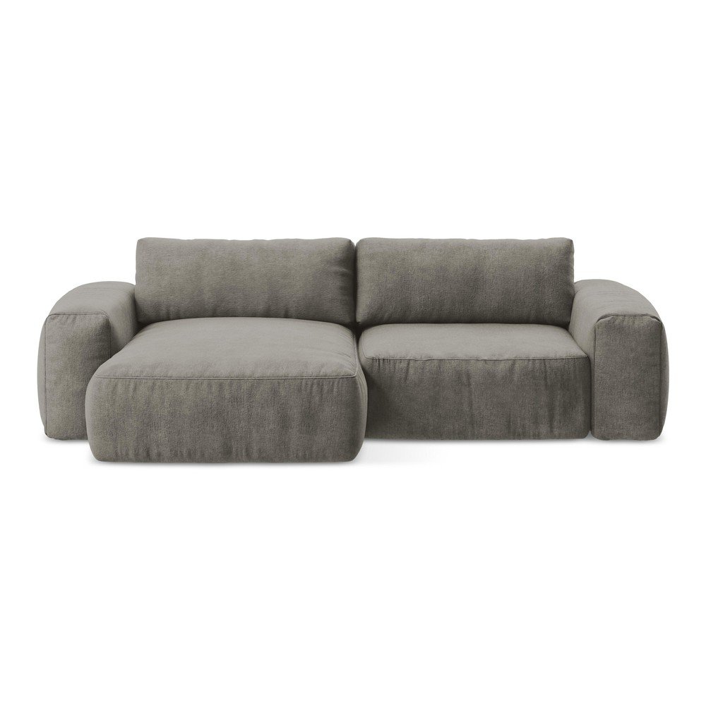 Sivá ženilková rozkladacia rohová pohovka (ľavý roh/s leňoškou) Kuki – Makamii