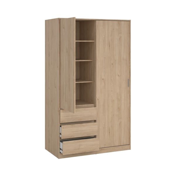 Šatníková skriňa v dekore duba s posuvnými dverami v prírodnej farbe 119x200x60 cm Naia – Tvilum-image-3