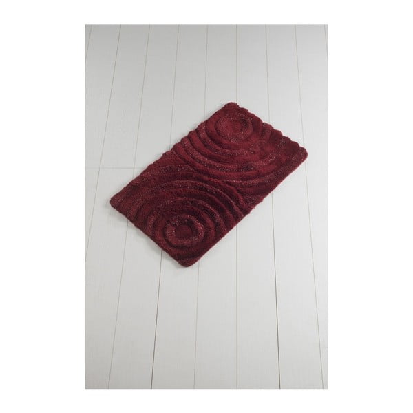 Tmavočervená kúpeľňová predložka Confetti Bathmats Wave Red, 60 x 100 cm