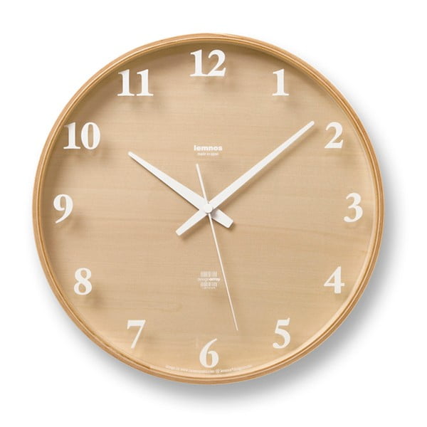 Hnedé nástenné hodiny Lemnos Clock Snow, ⌀ 30,5 cm
