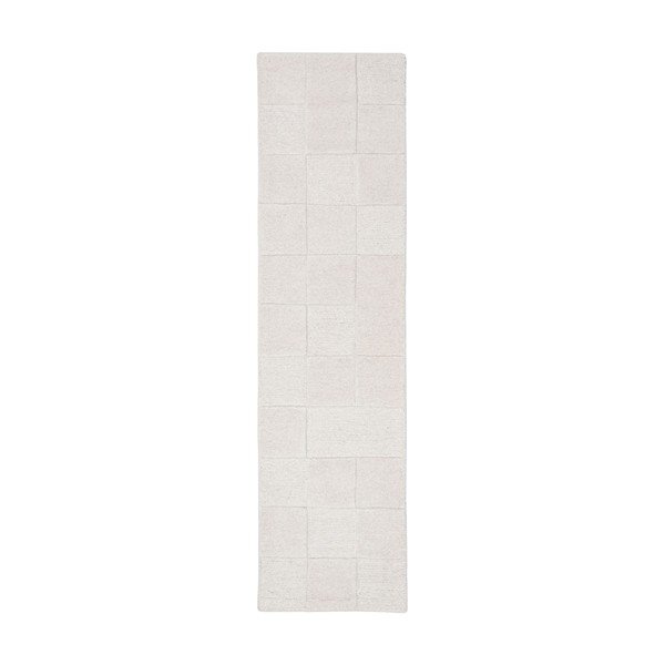 Slonovinový ručne tkaný vlnený behúň 60x230 cm Checkerboard – Flair Rugs
