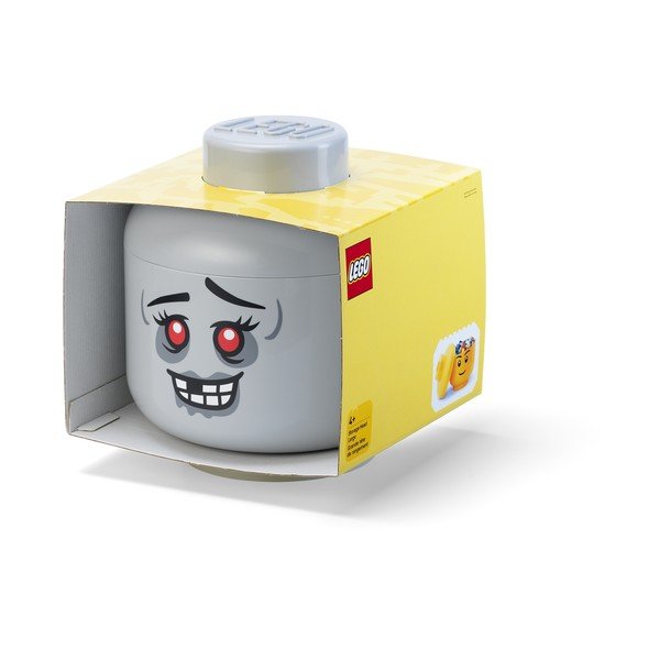 Sivý plastový detský úložný box ø 24x27 cm Head Zombie L – LEGO®-image-2