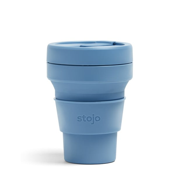 Modrý skladací cestovný hrnček Stojo Pocket Cup Steel, 355 ml