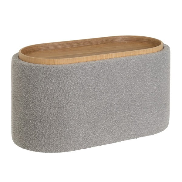 Svetlosivý taburet z textílie buklé – Casa Selección-image-2