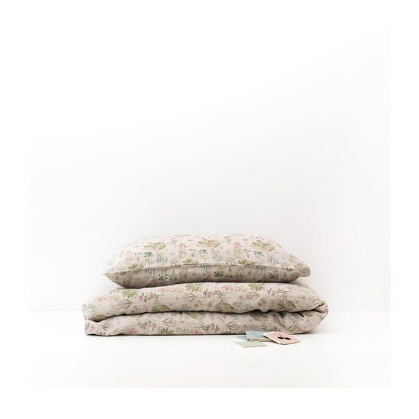 Detská béžová ľanová obliečka na vankúš Linen Tales Botany, 40 x 60 cm-image-2