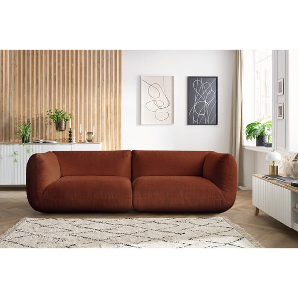 Oranžová menčestrová pohovka 260 cm Lecomte - Bobochic Paris-image-1