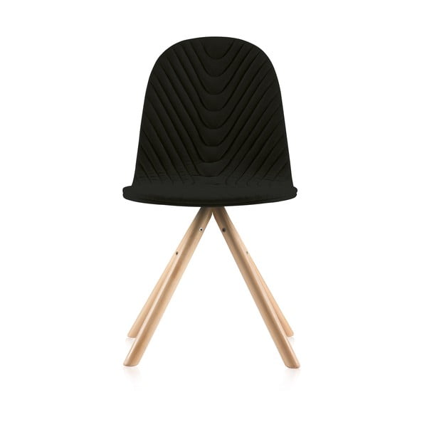 Čierna stolička s prírodnými nohami IKER Mannequin Wave