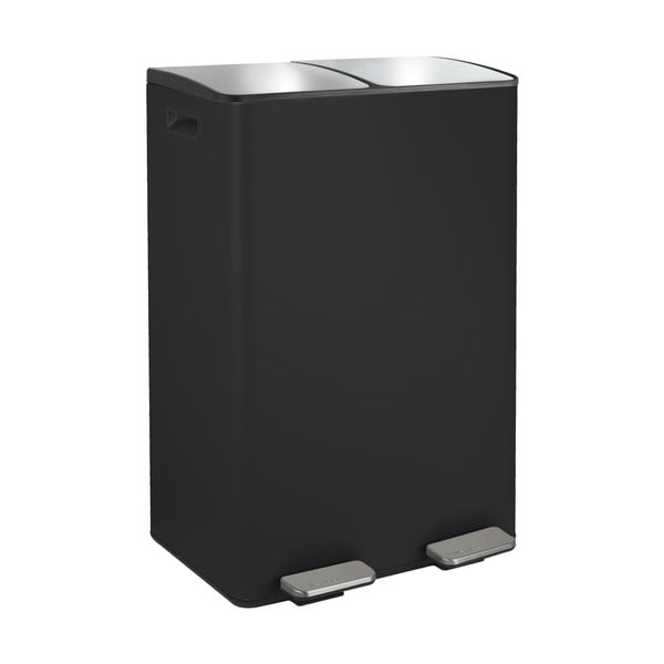 Matne čierny oceľový odpadkový kôš 2x30 l na triedený odpad/nášľapný Aliya – Spirella