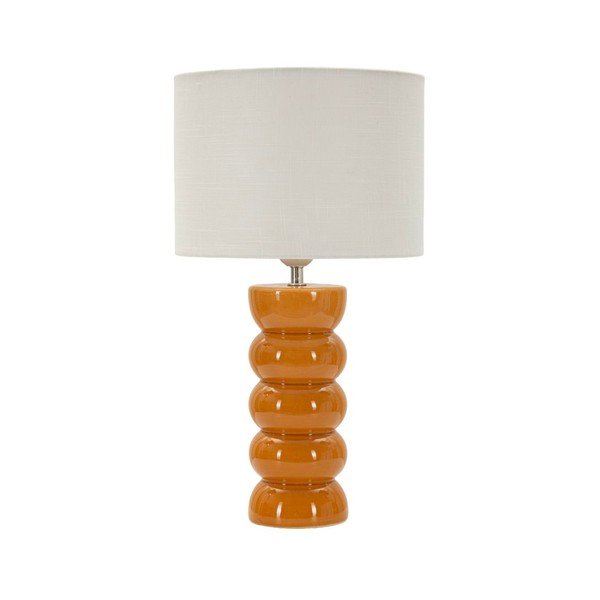 Keramická stolová lampa v horčicovej farbe/biela s textilným tienidlom (výška  46 cm) Torr – Mauro Ferretti