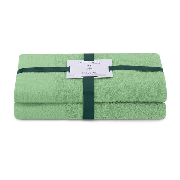 Svetlozelené froté bavlnené uteráky a osušky v súprave 2 ks Flos – Restilo