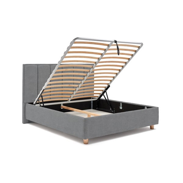 Modrosivá dvojlôžková posteľ s roštom a úložným priestorom PreSpánok Wega, 180 x 200 cm-image-4