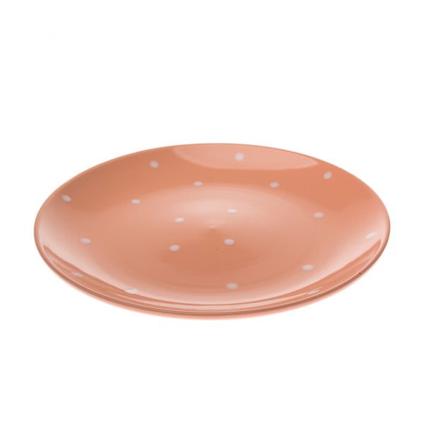 Oranžový keramický tanier Dakls Dottie, ø 25 cm