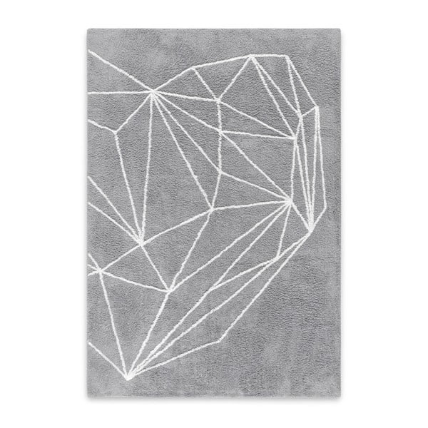 Sivo-biely ručne tkaný koberec HF Living Heart, 120 × 170 cm