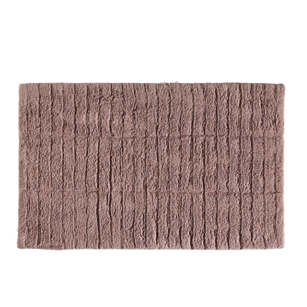 Tmavoružová bavlnená kúpeľňová predložka Zone Tiles, 50 × 80 cm