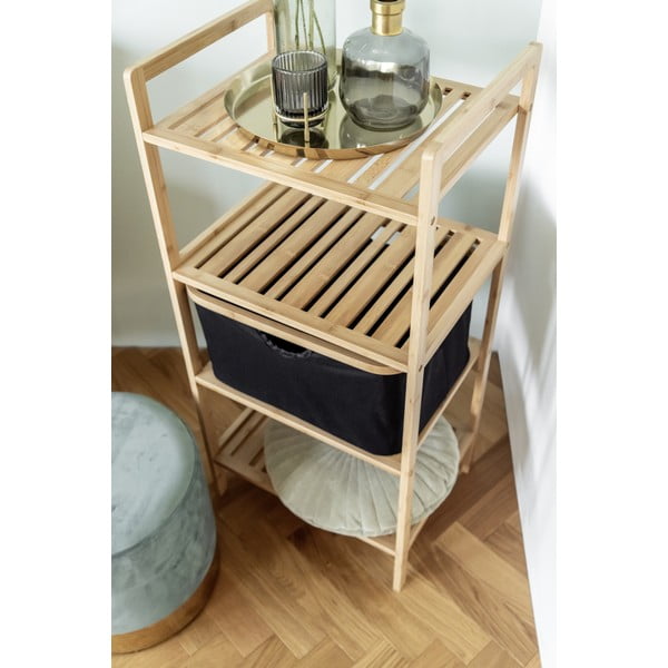 Čierny/prírodný bambusový kúpeľňový regál 44x93,5 cm Ecori - Wenko-image-1