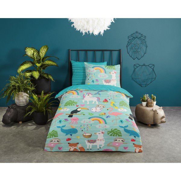 Modré bavlnené detské obliečky na jednolôžko 140x200 cm Festen – Good Morning-image-1