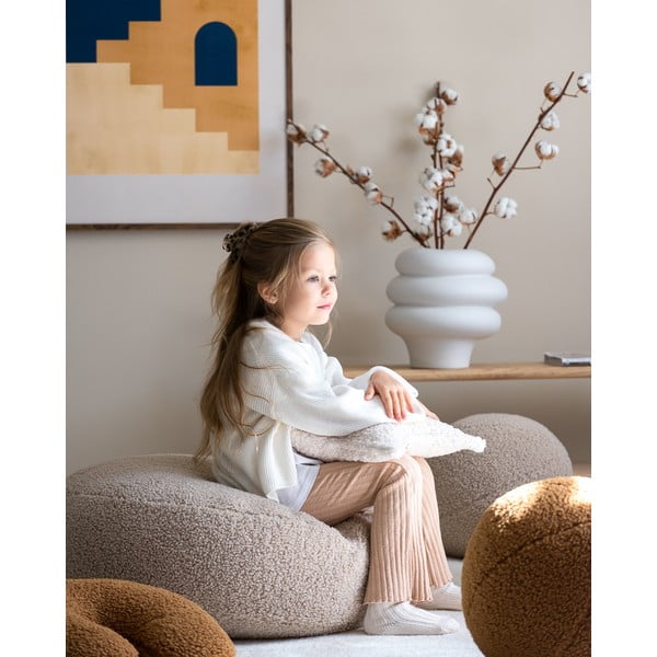 Svetlohnedý detský sedací vak z textílie buklé Round – Wigiwama-image-1