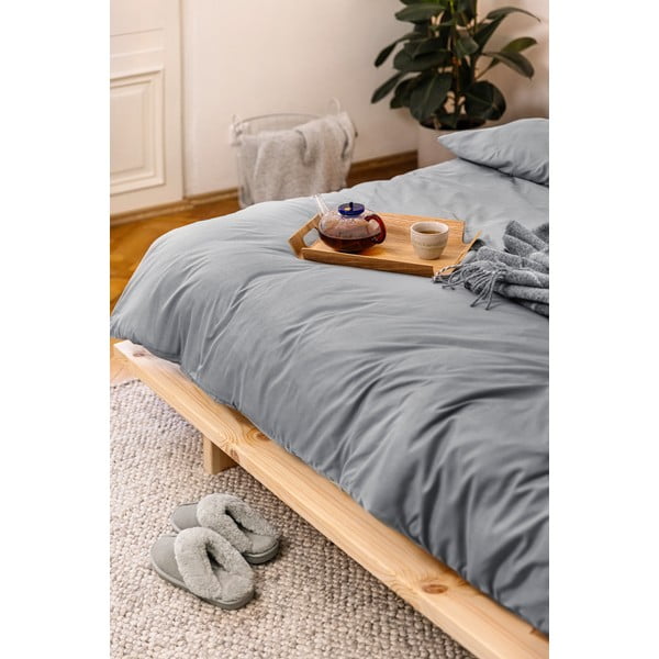 Sivé obliečky na dvojlôžko z mikrosaténu 200x200 cm Basic – Bonami Essentials-image-3