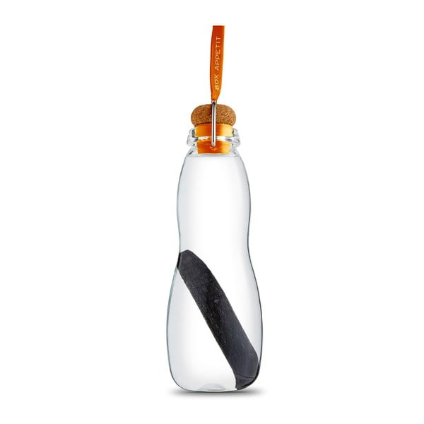 Oranžová sklenená filtračná fľaša s neoprénovým obalom a binchotanom Black Blum Pure, 600 ml
