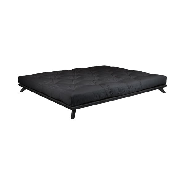 Dvojlôžková posteľ z borovicového dreva s matracom Karup Design Senza Comfort Mat Black/Black, 180 × 200 cm