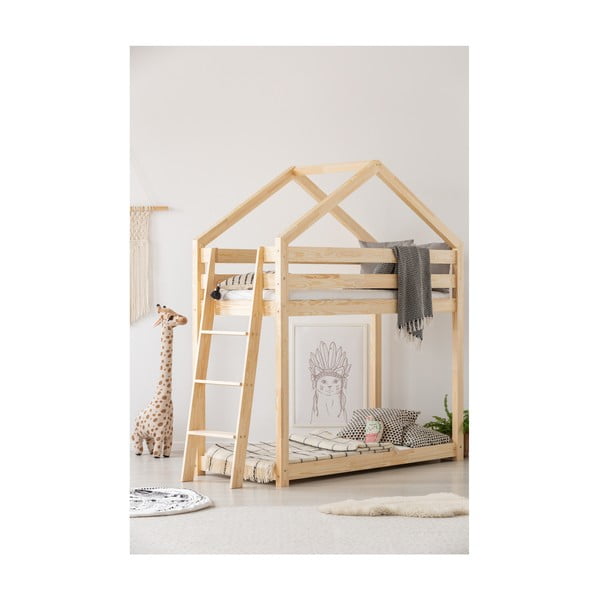 Domčeková poschodová posteľ z borovicového dreva Adeko Mila DMPB, 70 × 140 cm