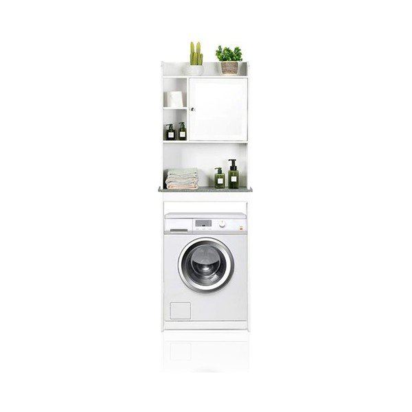 Biela vysoká skrinka nad práčku/WC 58x173 cm Laundry – Tomasucci-image-2