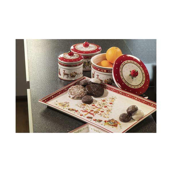 Červený a béžový porcelánový tanier s vianočným motívom Villeroy & Boch, 40 x 27,5 cm-image-2