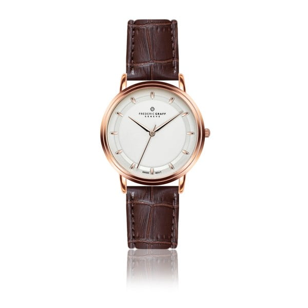 Unisex hodinky s hnedým remienkom z pravej kože Frederic Graff Croco Margo