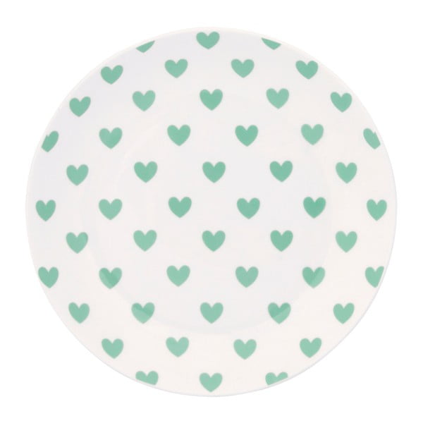 Keramický tanier Miss Étoile Emerald Hearts, ⌀ 17 cm
