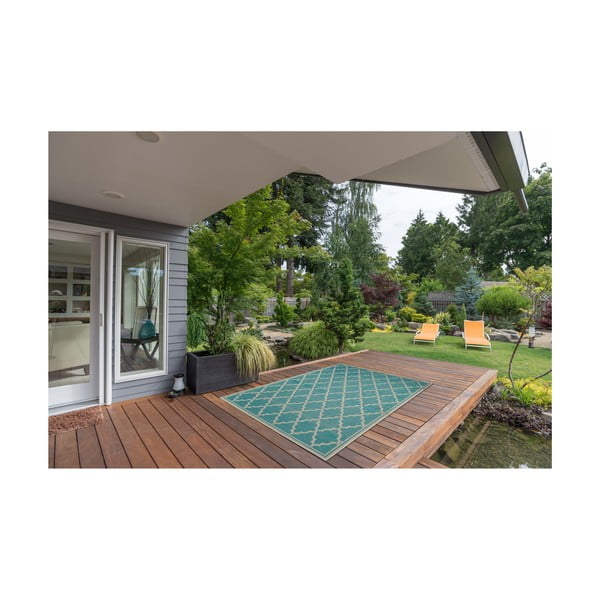 Tyrkysovomodrý vonkajší koberec Webtappeti Intreccio Turquoise, 160 x 230 cm-image-3