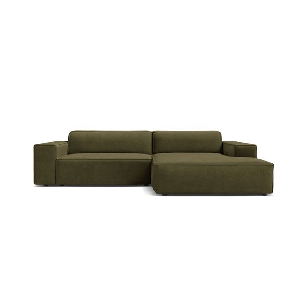 Khaki zamatová modulárna rohová pohovka (pravý roh/s leňoškou) Jodie – Micadoni -image-2