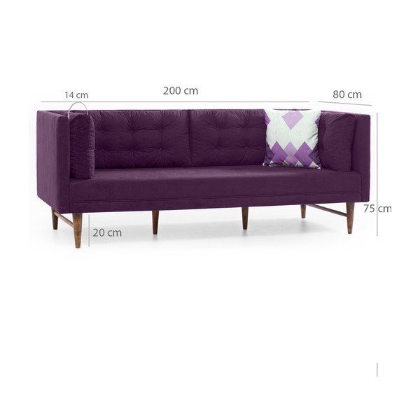 Fialová trojmiestna pohovka Balcab Home Eva-image-3