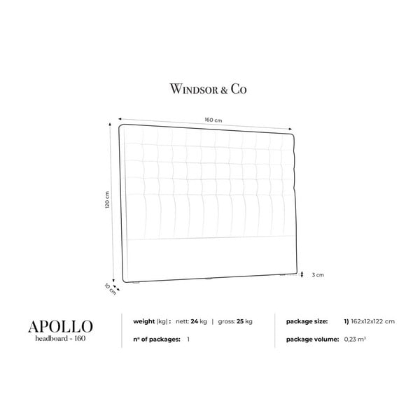Tmavosivé čelo postele so zamatovým poťahom Windsor & Co Sofas Apollo, 160 × 120 cm-image-4