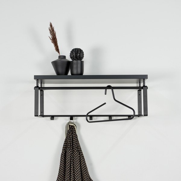 Čierny kovový nástenný vešiak s poličkou 70 cm Rex – Spinder Design-image-3
