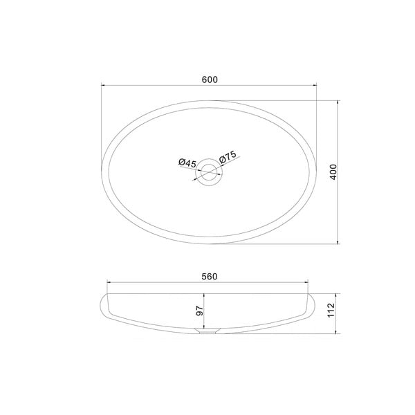 Biele oválne umývadlo Sapho Thin, 60 x 40 cm-image-2