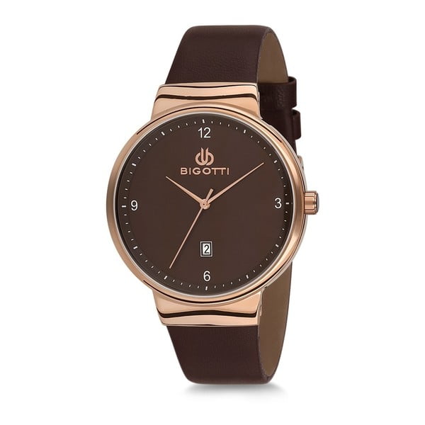 Čierne pánske hodinky s koženým remienkom Bigotti Milano Essence
