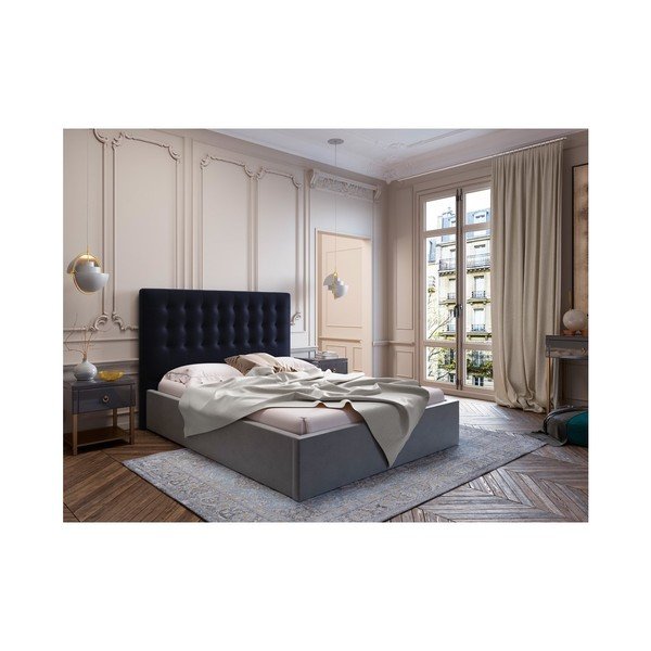 Tmavomodré čelo postele so zamatovým poťahom Windsor & Co Sofas Athena, 160 × 120 cm-image-3