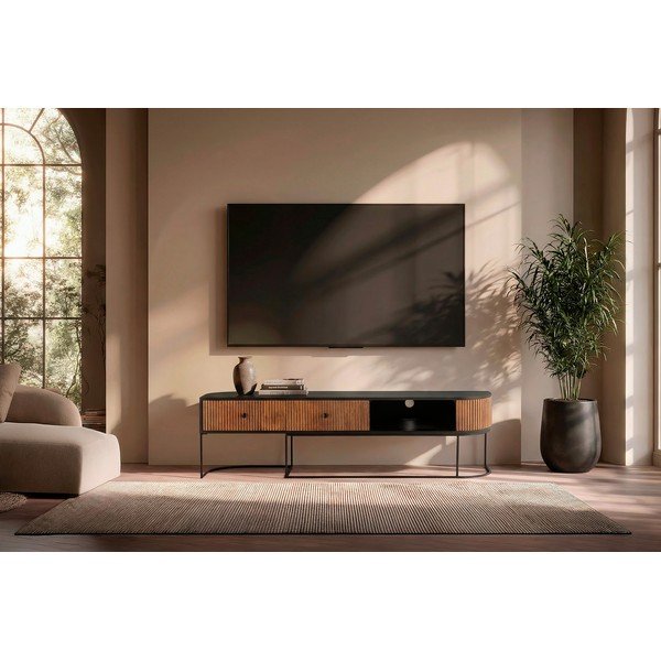 TV stolík z mangového dreva v prírodnej farbe 160x45x40 cm Curve – MOME-image-1