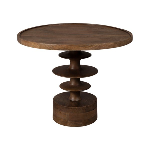 Okrúhly konferenčný stolík z mangového dreva v tmavo prírodnej farbe ø 66 cm Cath – Dutchbone