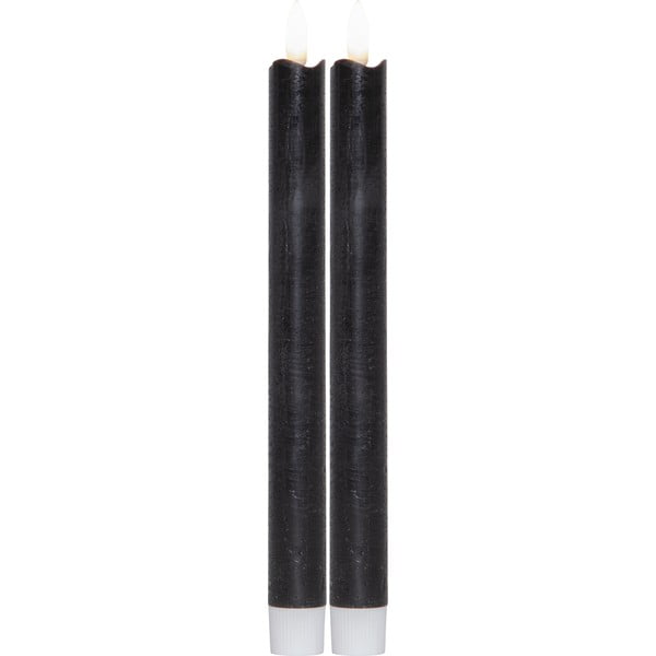 Súprava 2 čiernych LED voskových sviečok Star Trading Flamme, výška 25 cm