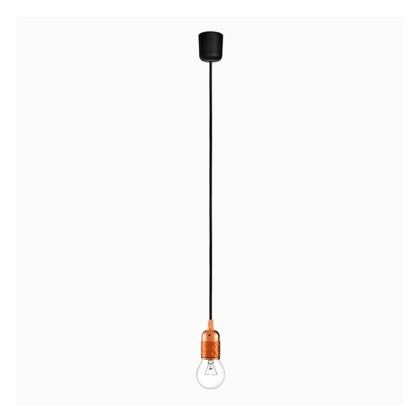 Závesné svietidlo s čiernym káblom a objímkou v medenej farbe Bulb Attack Uno