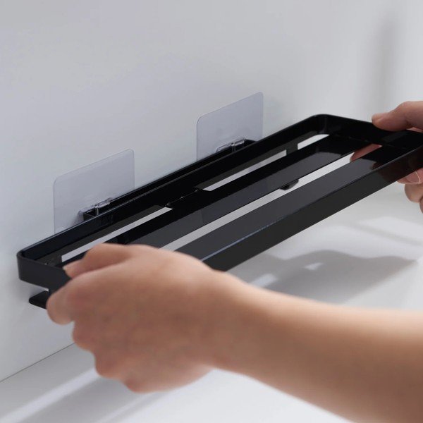 Matne čierna oceľová kúpeľňová polička bez vŕtania Film Hook – YAMAZAKI-image-4