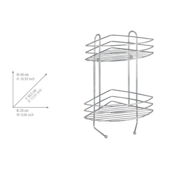 Dvojposchodová pochrómovaná rohová nástenná polička Wenko Exclusive-image-4