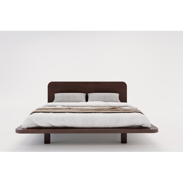 Tmavohnedá dvojlôžková posteľ z bukového dreva 200x200 cm Japandic - Skandica-image-3