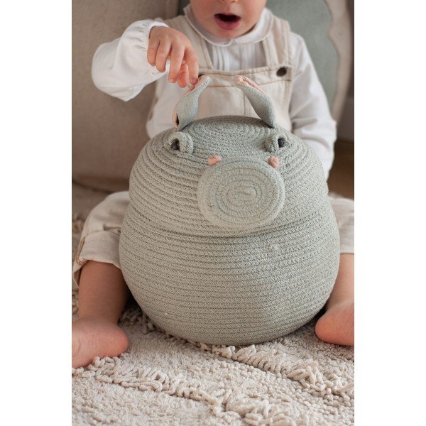 Svetlosivý látkový detský kôš na hračky ø 25x30 cm Henry the Hippo – Lorena Canals-image-1