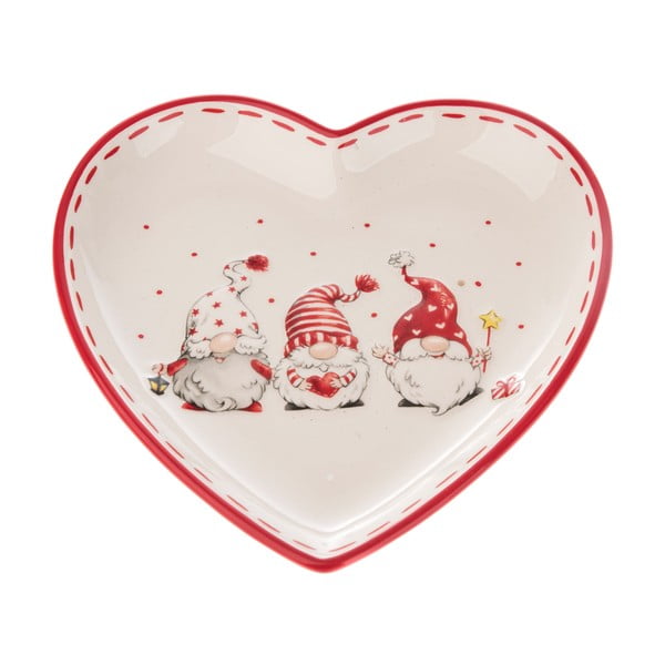 Keramický tanier s vianočným motívom v tvare srdca Dakls